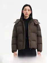 防風撥水加工のフード付きダウンジャケット【女性用・白鹅绒・保温性】