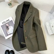 ノルウェーグリーン ヴィンテージウールジャケット【カジュアルデザイン・女性用・シングルブレスト】