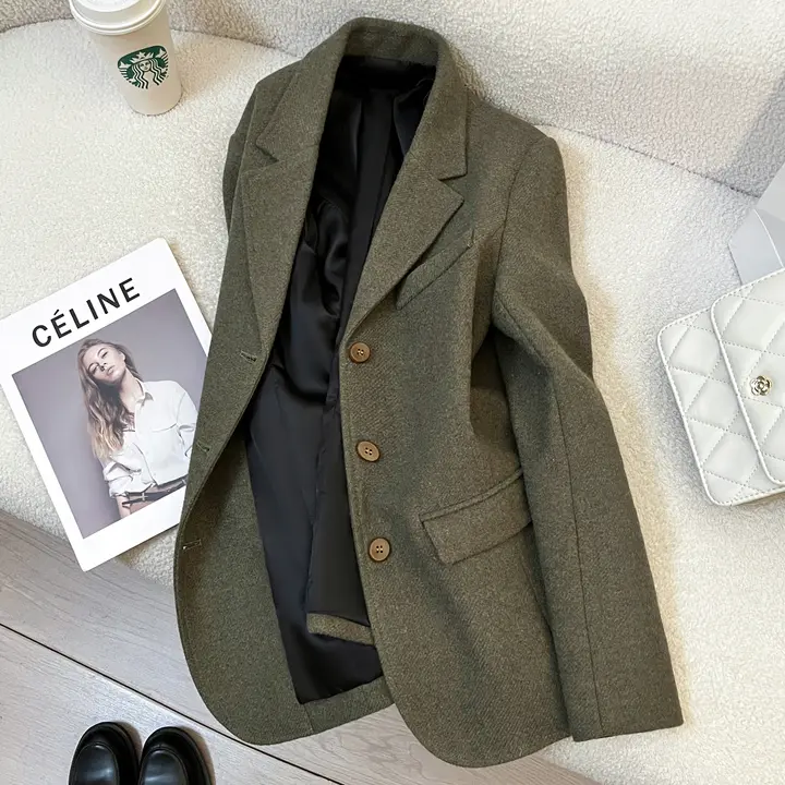 ノルウェーグリーン ヴィンテージウールジャケット【カジュアルデザイン・女性用・シングルブレスト】