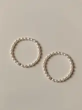 14Kゴールドコーティング 天然パールエラスティックブレスレット【シンプル・ユニセックス・レトロデザイン】