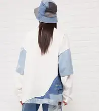 ユニセックス デニム デザイン 長袖Tシャツ【解構的スタイル・ファッション】（セットアップ対応）