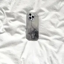 半透けデザインの黒灰水墨風スマホケース【iPhone用・シンプルで個性的】