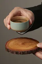 素朴な天然木製茶燻垫【熱から守る・功夫茶用・カップトレー・茶具セットに最適】
