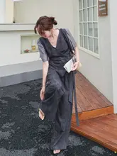 グレーのぼかしデザインのリボン付きファッション【夏用・高級感・カジュアルスタイル】（セットアップ対応）