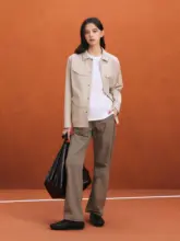竹節模様のストレートカジュアルパンツ【防水加工・通気性・直筒デザイン】
