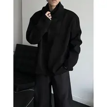 暗黒新中式の盤扣翻領プルオーバー【ユニセックス・フィット・カジュアル】
