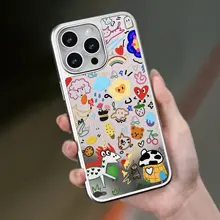 スマホケース ミラー マグネット式 耐衝撃 おもしろ イラスト ペイント 落書き風 iPhone 16 Pro Max 15 Pro 13 14 Xiaomi 15 Pro Galaxy S25 対応