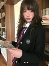 黒いジャケット【フィット感・学校制服風・スカート付き】（セットアップ対応）