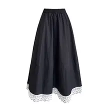 フリル付きプリーツデザインのハイウエストフレアスカート【夏用・大きな裾・着やせ効果】（セットアップ対応）