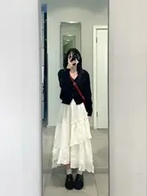 肌理感のある白い不規則ケーキスカート【ロング丈・女性用】（セットアップ対応）