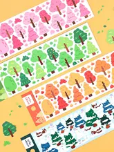 ステッカー 韓流 カラフル 雲柄 森柄 インスタ映え オールシーズン ダイアリー 手帳デコ トレカデコ 「Wannathis」