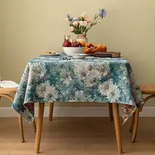 テーブルクロス 長方形 ダイニングテーブル コーヒーテーブル 麻コットン 高級感 アメリ カンレトロ農村風 油絵