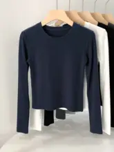 女性用 ラウンドネックフィット長袖Tシャツ【極上の柔らかさ・リブニット・コットン】
