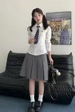 JK制服セット【レディース・秋用・ウエストリボン・長袖シャツ＆スカート・2点セット】