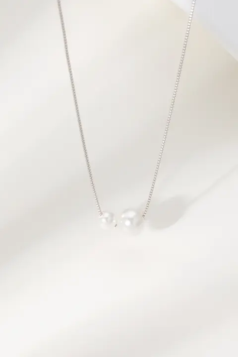 S925純銀製 パールネックレス【シンプルデザイン・通勤向け・鎖骨チェーン】