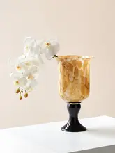 高脚ガラス花器【広口・水栽培用・エレガントデザイン】