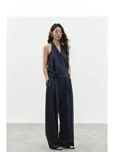 2点セット レディース トップス ワイドパンツ リヨセル ルーズ シンプル きれいめ 通勤 オフィスカジュアル「EIGHTHMONTH」