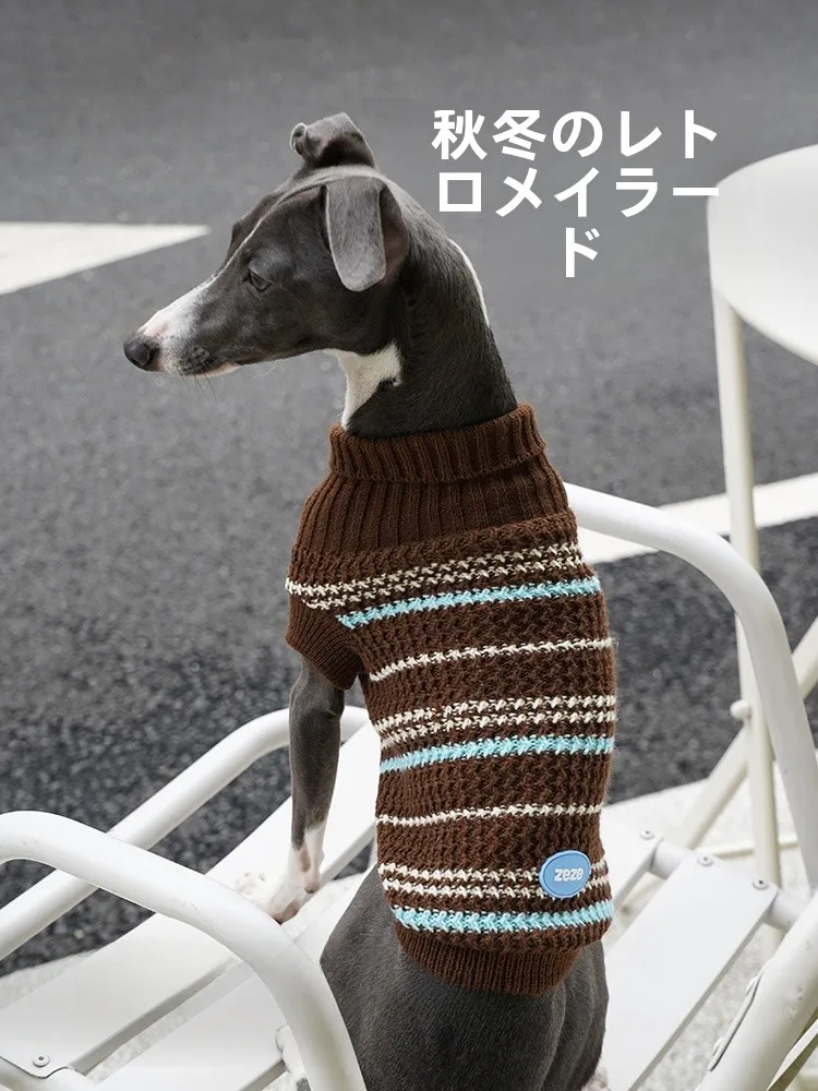 ZEZE ボーダー ニットシャツは子供と暮らすペットの冬用保温着に最適か
