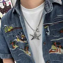 海星デザインのロングネックレス【シルバー・ヒップホップスタイル・ユニセックス】