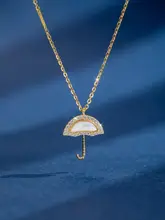 雨傘デザインのシルバーゴールドネックレス【夏用・デザイン感・ドロップペンダント】