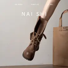 羊皮製のミッドカットカウボーイブーツ【厚底・アウトドア・登山用】