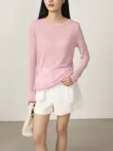 VIMORE 天然シルク100% セミ透け Tシャツ【ラウンドネック・長袖・スワンネック】