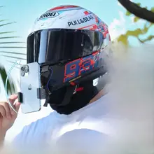 免粘着式 モーターサイクルヘルメット用 スマートフォン撮影スタンド【バイザー固定・アクションカメラ対応・ライディング用】