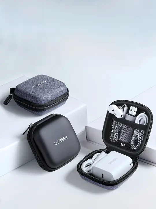 電子機器用収納ポーチ【イヤホン・充電器・データケーブル対応】
