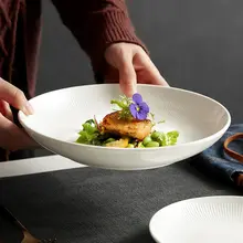ステーキ皿 深皿 陶器 おしゃれ 白 家庭用 インスタ映え 上品