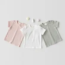 夏用薄手コットンベビーTシャツ【短袖・ラウンドネック・キッズ・カジュアル】