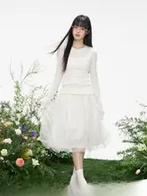 夏用 羊毛ライセレルシルエット長袖Tシャツ【上品なデザイン・女性用・仮2重構造】（セットアップ対応）