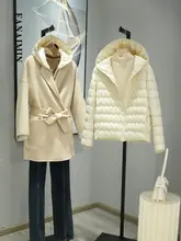 軽量ダウンジャケット【女性用・短丈・長袖・フード付き・白鹅绒使用】