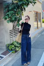 MsDidion 素肌感ニットタートルネックトップス【ウール混・セミフィット・6分袖】