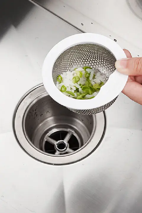 ステンレス製キッチン水槽用排水フィルター【食材残り用バスケット・取り外し可能・コンパクト設計】