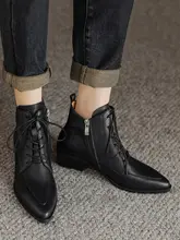 レディースオシャレなショートブーツ【レトロデザイン・真皮・プレーン・サイドジッパー】