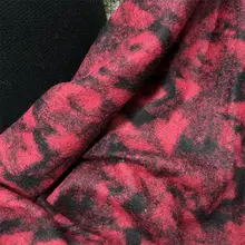 赤黒の花柄薄型ニットウール生地【幅広・柔らかい風合い】