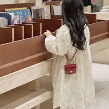 韓国子供ファッションひし形チェーン クロスボディバッグ