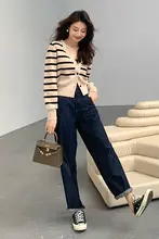 高腰ストレートジーンズ【春向け・女神スタイル・デニム】