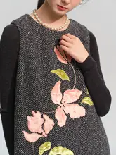薄地フラワー刺繍ノースリーブトップス【冬用・シルクベルベット風】