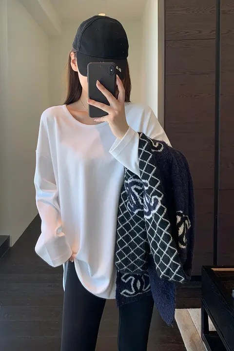 AMR UU ベーシックロングスリーブTシャツ【秋冬用・スリムフィット・開口デザイン・女性用】