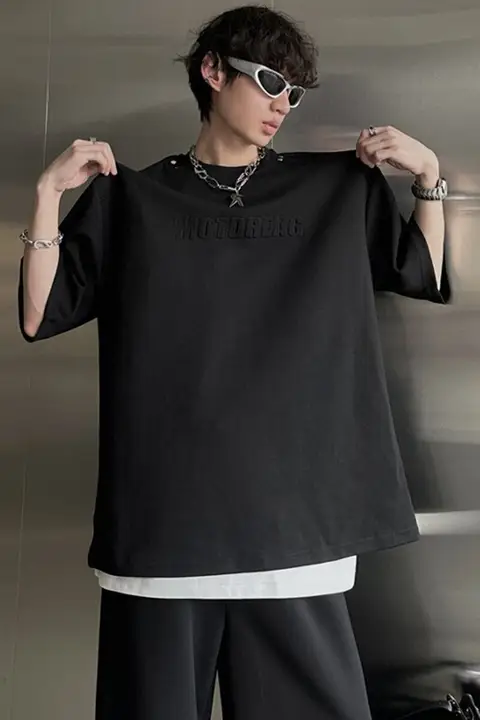 セットアップ メンズ 半袖 Tシャツ パンツ シンプル クルーネック 立体ロゴ ストレート フルレングス カジュアル 夏