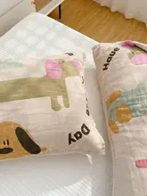かわいい色とりどりの犬デザイン枕カバータオル【綿100%・2枚セット・吸汗性・家庭用】