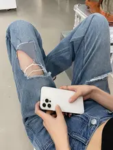 夏にぴったり！高腰のワイドレッグデニムパンツ【フィット・ウィメンズ・ダメージ加工】