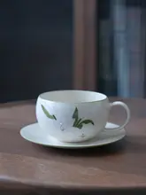 コーヒーカップセット ラテカップ ユリ 陶器 ハンドメイド