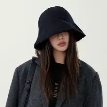 おしゃれな冬用女性バケットハット【ブラック・秋冬対応】
