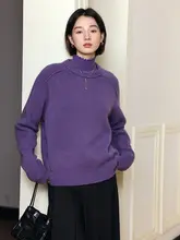 オールウール クルーネック プルオーバー 長袖 ニット セーター レディース 春