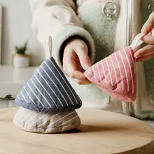三角形 厚手 耐熱鍋蓋キャップ【コットンリネン製・鍋の取手用】