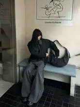 人字柄のAラインバギーパンツ【サイドタックデザイン・コーディネート自由】