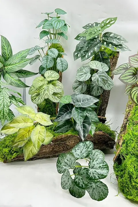 リアルなフェイクグリーン壁掛け植物【室内装飾用・グリーンリーフ・小型ポット】
