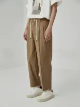 クラシックなドレープ感！ストリング付きウエストゴム九分丈パンツ（セットアップ対応）